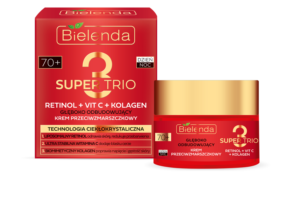 Bielenda Super Trio 3 Retinol Vitc Collagen Deeply Rebuilding Anti Wrinkle 70 Day And Night