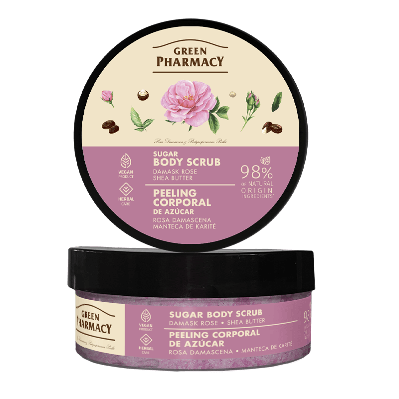 Green Pharmacy Sugar Body Scrub Damask Rose and Shea Butter 200ml