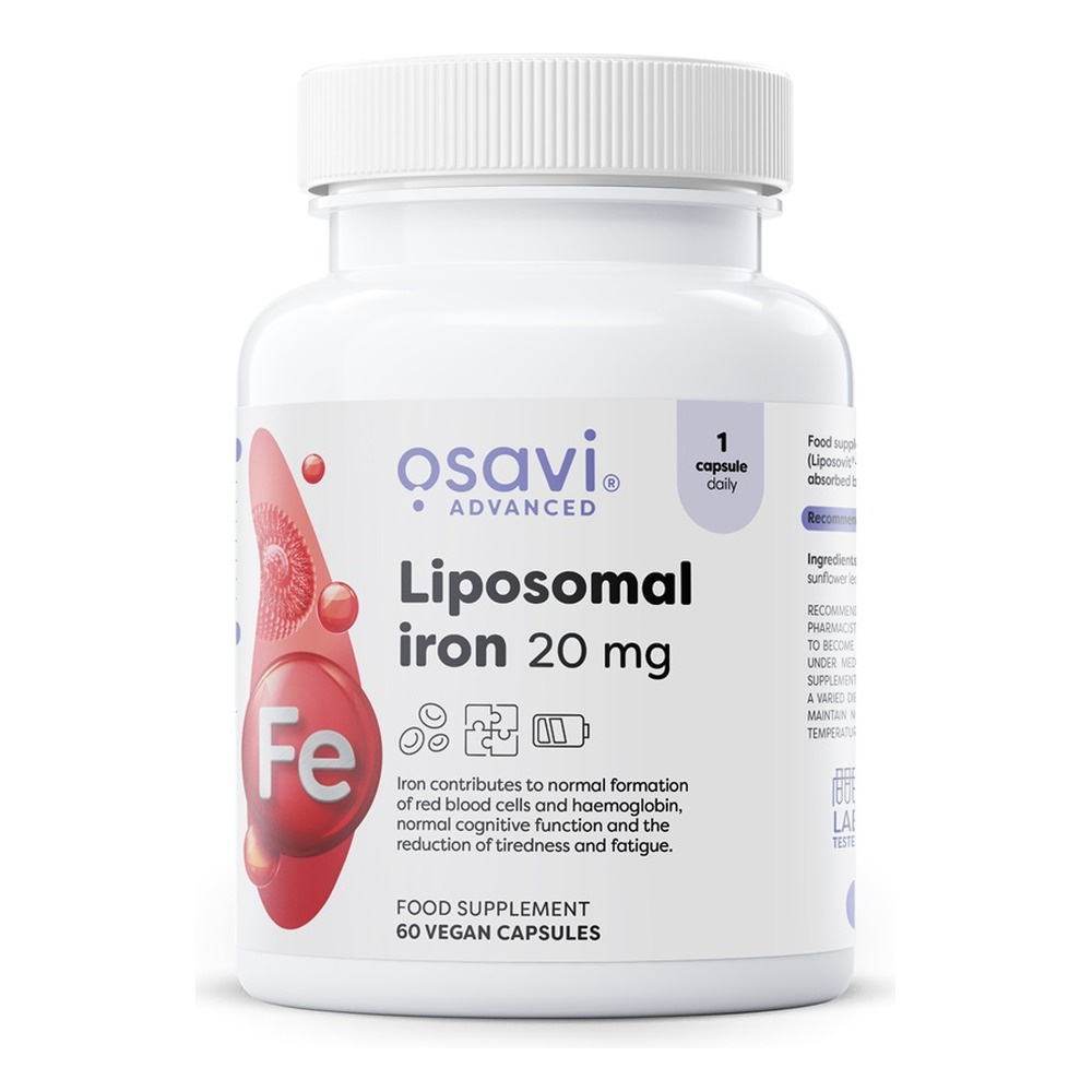 Osavi Liposomal Iron 20mg for Red Blood Cell Production 60 Vegan Caps