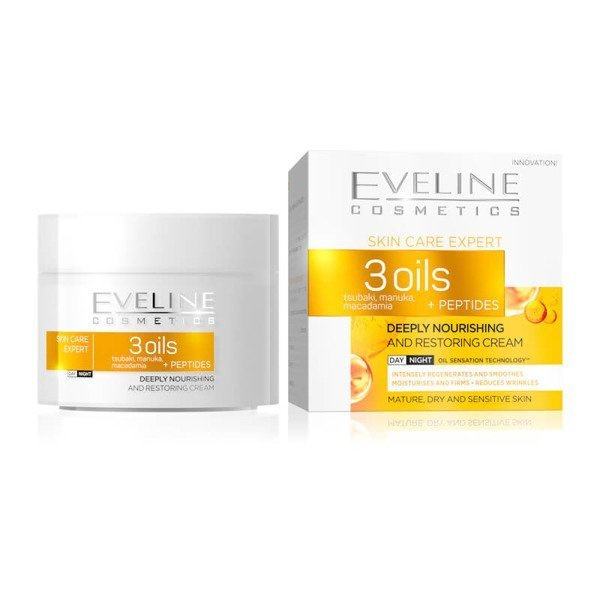 Eveline 3 Oils + Peptides Deeply Nourishing Day/Night Cream 50ml