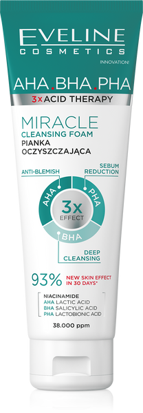 Eveline 3 x Acid Therapy Cleansing Foam for Problematic Skin 140ml