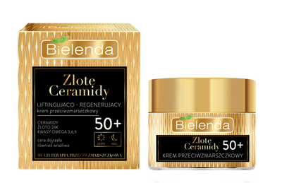 Bielenda Golden Ceramides Lifting and Regenerating Anti Wrinkle Cream 50+ for Day and Night 50m