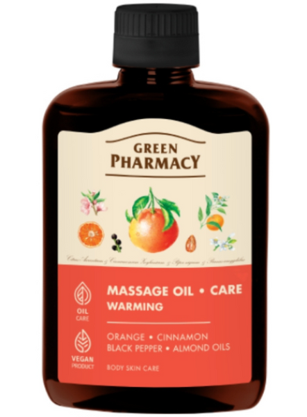 Green Pharmacy Massage Oil Warming Orange Oil Cinnamon Almond and Pepper 200ml