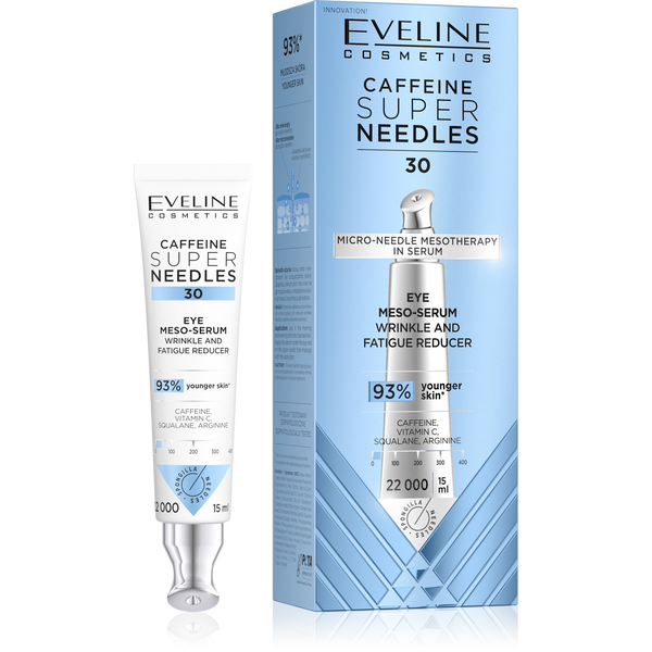 Eveline Super Needles Caffeine 30 Meso-Serum Under Eyes Wrinkle and Fatigue Reducer for Day and Night 15ml