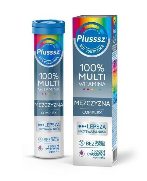 Polski Lek S.A. Plusssz 100% Multivitamin Men Stress & Wellbeing 20 Effervescent Tablets