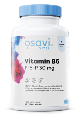 Osavi Vitamin B6 P-5-P 30 mg 120 vegan caps for energy and nervous system support