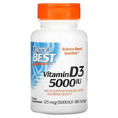 Doctor's Best Vitamin D3, 5000 IU 180 Softgels