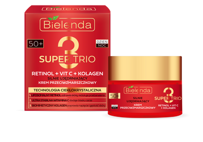 Bielenda Super Trio 3 Retinol Vit.C Collagen Strongly Firming Anti-Wrinkle 50+ Day and Night Cream 50ml