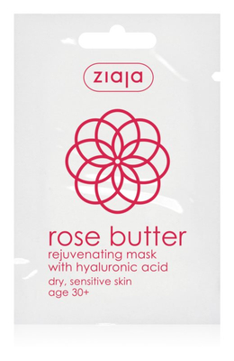 Ziaja Rose Butter Rejuvenating Mask with Hyaluronic Acid for All Types Dry Sensitive Skin 30+ Vegan 7ml