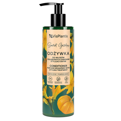 Vis Plantis Secret Garden Pumpkin Seeds Conditioner for Hair Weakened by Styling Treatments 400ml