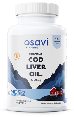 Osavi Norwegian Cod Liver Oil 1000mg 90 softgels for Immunity and Bone Health