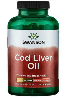Swanson Cod Liver Oil 700mg Double-Strength 250 Softgels
