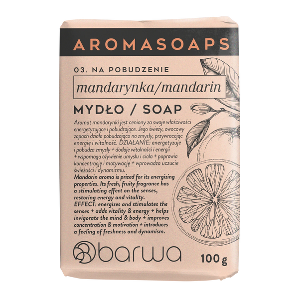 Barwa Aroma Soaps Stimulation Bar Soap Mandarin for Everyday Use 100g
