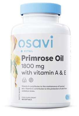 Osavi Primrose Oil with Vitamin A and E 1800mg 180 softgels for healthy skin