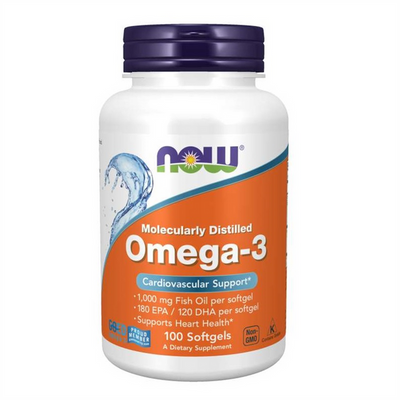 Now Foods Omega-3 Fish Oil, Molecularly Distilled 100 Softgels