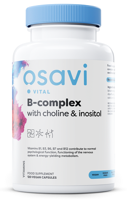 Osavi B-Complex with Choline & Inositol 120 vegan caps for Energy and Nervous System Support