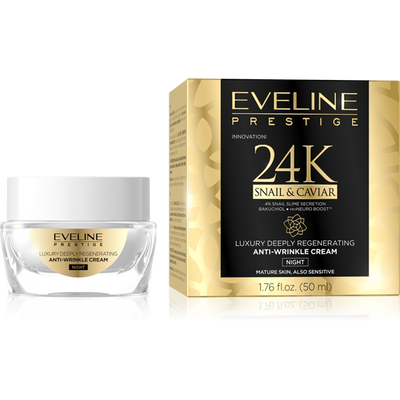 Eveline Prestige 24K Snail & Caviar Luxurious Deeply Regenerating Anti-Wrinkle Night Cream 50ml