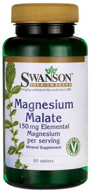 Swanson Magnesium Malate 150mg Elemental Magnesium 60 Tablets