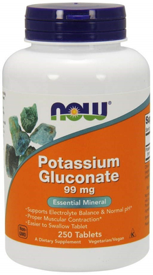 Now Foods Potassium Gluconate 99mg Potassium Gluconate Supports Muscle Health 250 Tablets