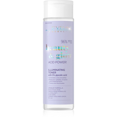 Eveline Beauty & Glow Acid Power! Illuminating Tonic with Glycolic Acid 5% for All Skin Types 200ml