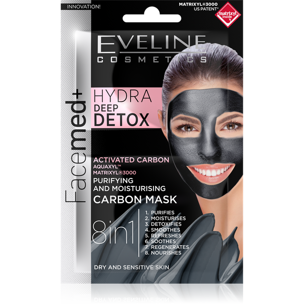  Eveline Facemed+ Hydra Deep Detox 8in1 Cleansing Moisturizing Carbon Mask 7ml