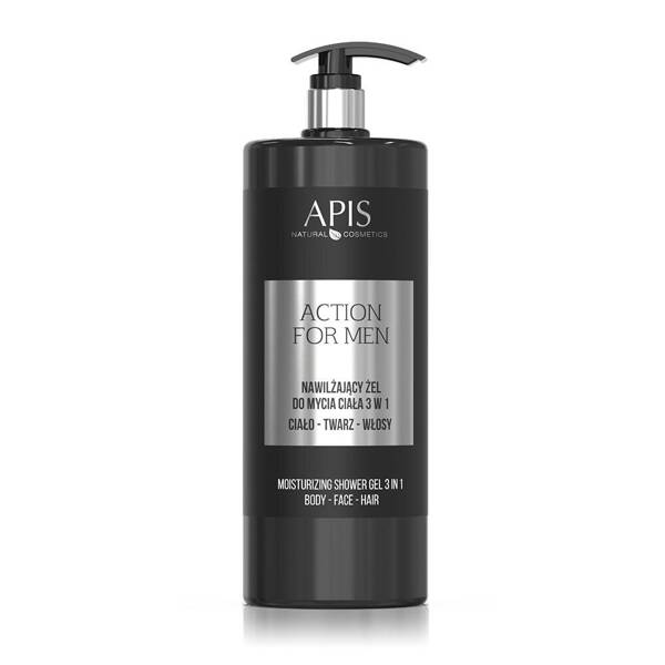 Apis Action for Men 3in1 Moisturizing Gel for Washing Body, Face and Hair 1 l