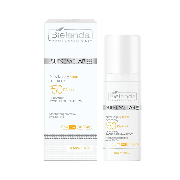 Bielenda Professional SupremeLab Sun Protect Moisturizing Protective Cream UVA UVB HEV SPF 50 for All Skin Types 50ml