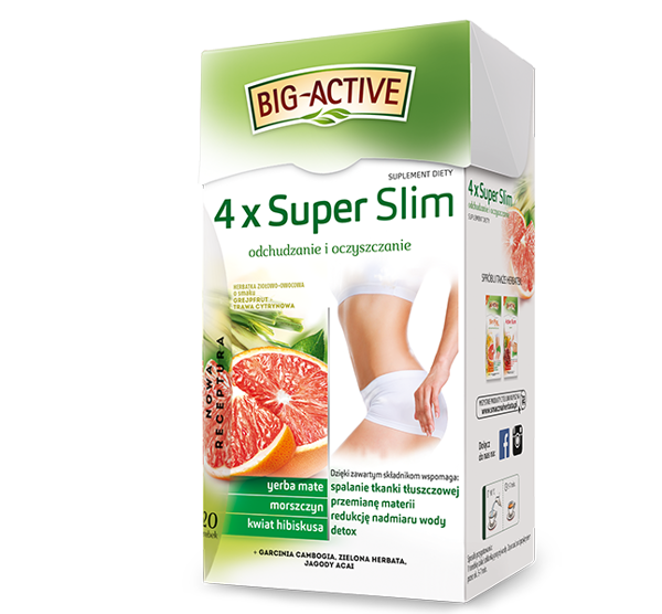 Big Active 4 x Super Slim Slimming and Cleansing Tea with Yerba Mate 20x2g