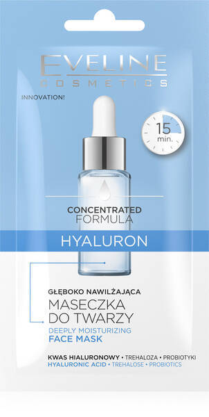 Eveline Concentrated Formula Hyaluron Deeply Moisturizing Face Mask for Dry and Dehydrated Skin 8ml