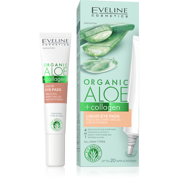 Eveline Organic Aloe + Collagen Liquid Eye Pads Reducing Dark Circles and Puffiness for All Skin Types 20ml 20ML