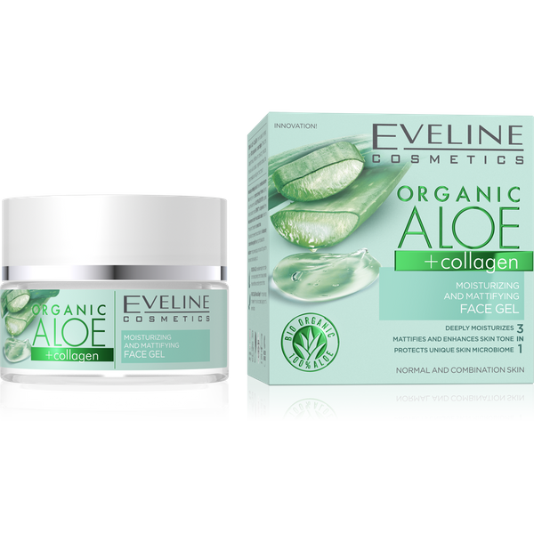 Eveline Organic Aloe + Collagen Moisturizing Vegan Gel for Normal and Combination Skin 50ml