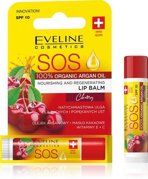 Eveline SOS Nourishing Regenerating Balm for Dry and Chapped Lips Cherry SPF10 1 Piece