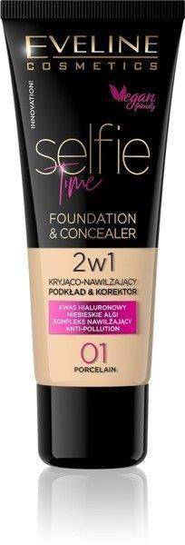 Eveline Selfie Time Foundation Concealer Covering Moisturizing Skin No 01 Porcelain 30ml