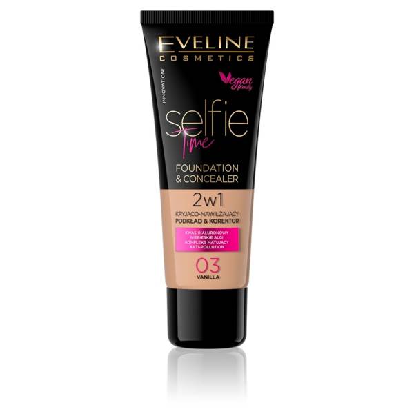 Eveline Selfie Time Foundation Concealer Covering Moisturizing Skin No 03 Vanilla 30ml