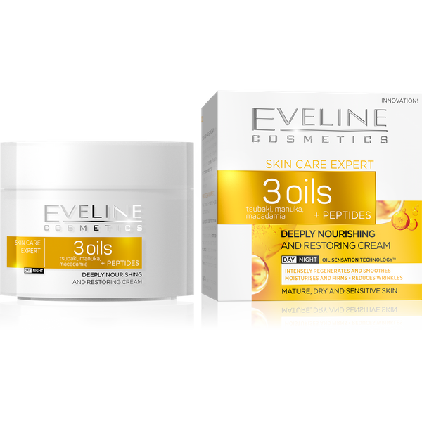 Eveline Skin Care Expert 3 Oils Peptides Deeply Nourishing Day and Night Cream 50ml