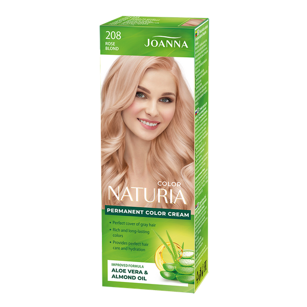 Joanna Naturia Permanent Hair Color Dye Care Shine No. 208 Rose Blonde 100ml