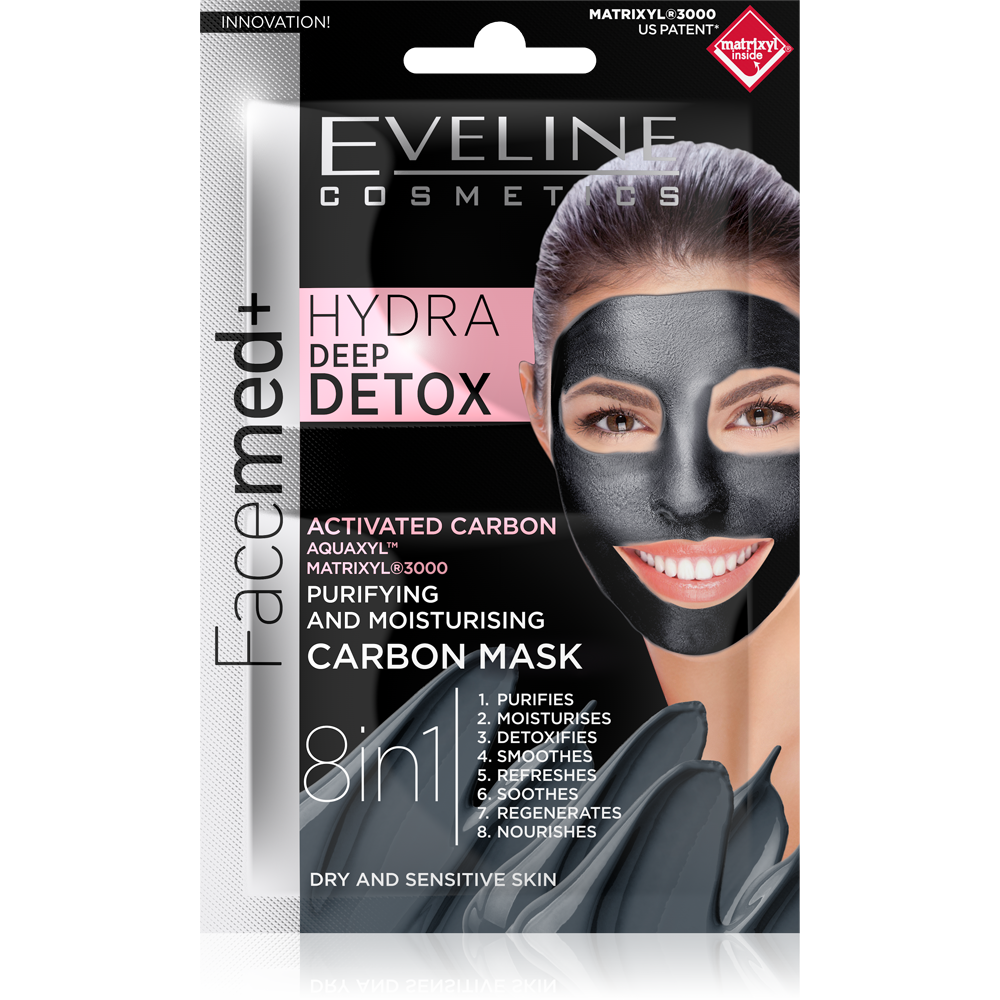  Eveline Facemed+ Hydra Deep Detox 8in1 Cleansing Moisturizing Carbon Mask 7ml