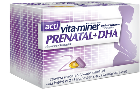 Acti Vita Miner Prenatal DHA Set of Minerals and Vitamins for Pregnant Women 30 Tablets.+30 Capsules