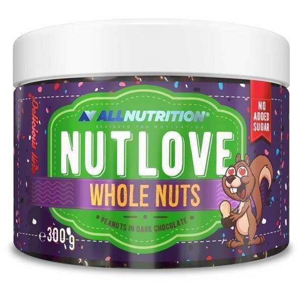 Allnutrition NutLove Whole Nuts Peanuts in Dark Chocolate with No Added Sugar 300g