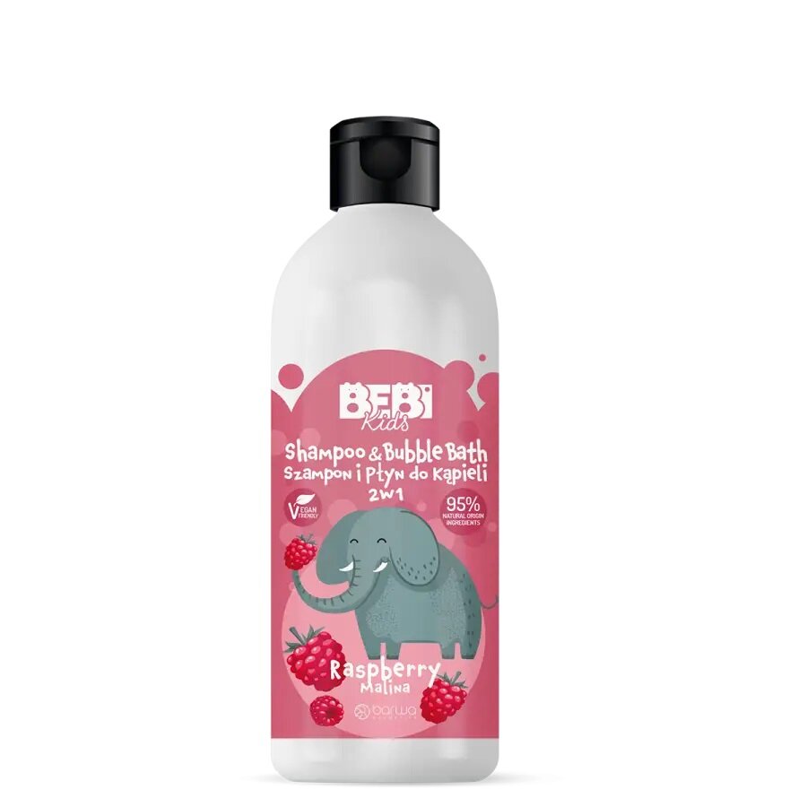 Barwa Bebi Kids Shampoo and Bath Liquid 2in1 Raspberry for Children from 1 Year of Age 500ml