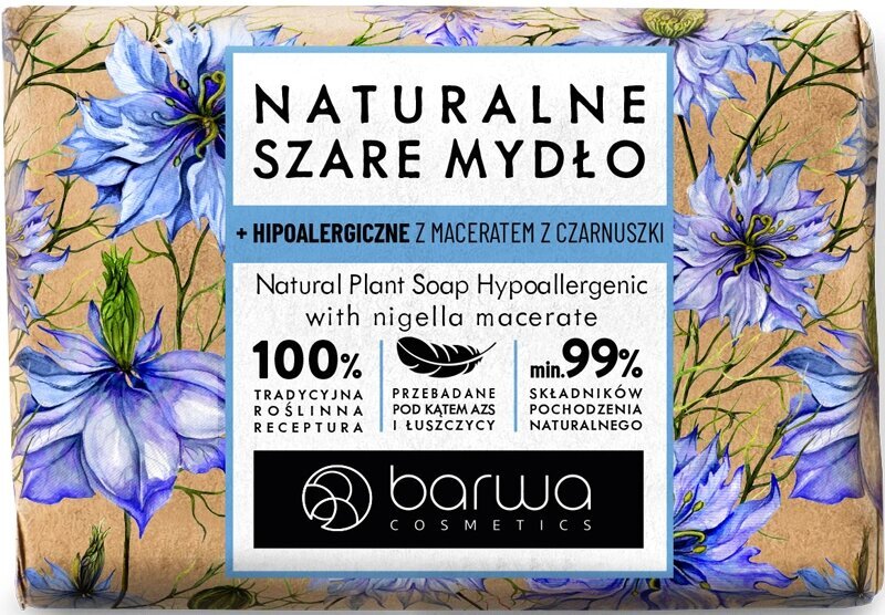 Barwa Natural Gray Hypoallergenic Natural Plant Soap with Nigella Macerate 90g