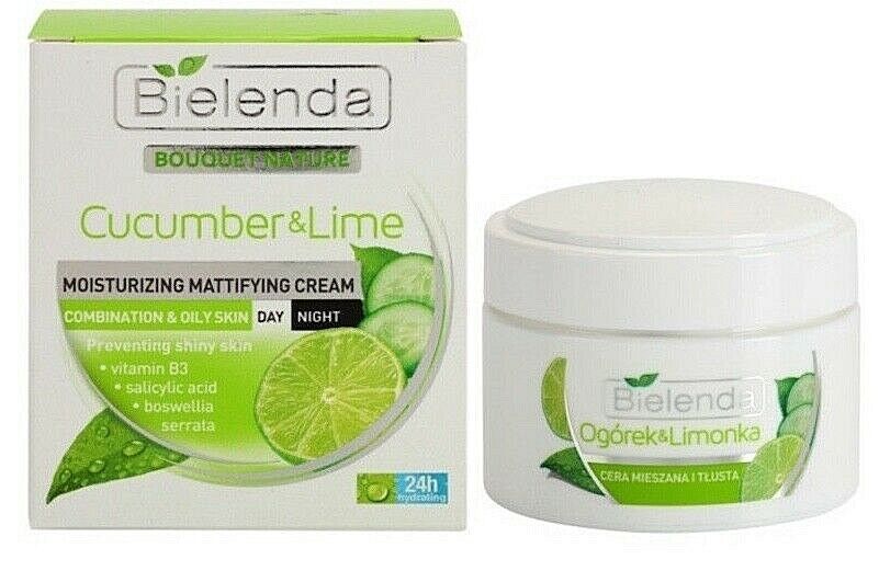 Bielenda Bouquet Nature Cucumber Lime Moisturizing Mattifying Face Cream for Mixed and Oily Skin Day and Night 50ml