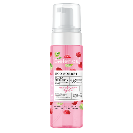 Bielenda Eco Sorbet Raspberry Moisturizing and Soothing Micellar Cleansing Foam 150ml