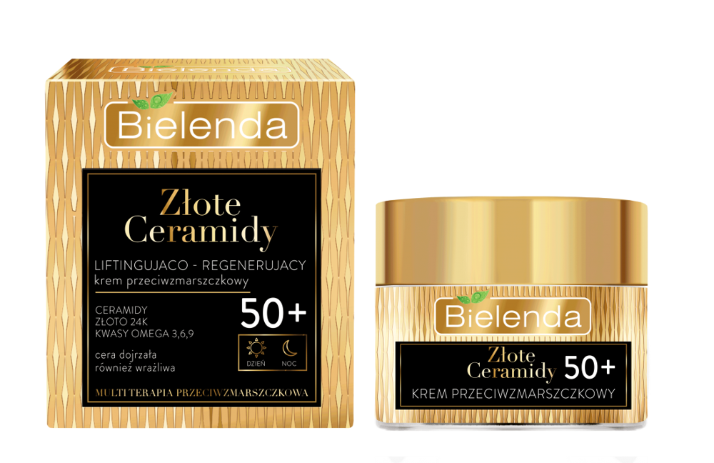 Bielenda Golden Ceramides Lifting and Regenerating Anti Wrinkle Cream 50+ for Day and Night 50m