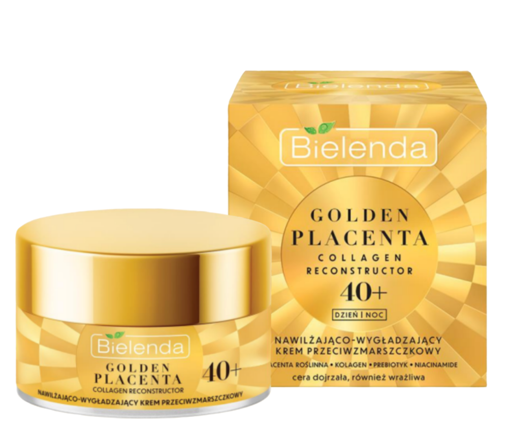 Bielenda Golden Placenta Collagen Reconstructor Moisturizing and Smoothing Anti-Wrinkle Cream 40+ for Day and Night 50ml