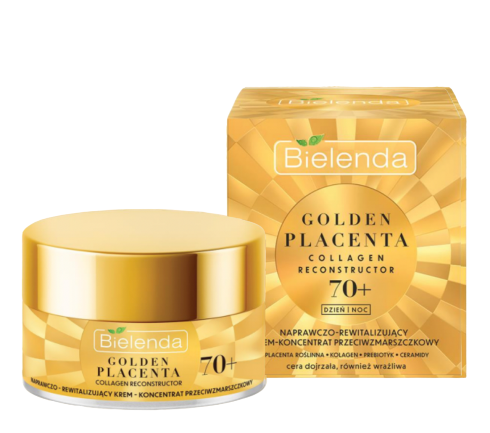 Bielenda Golden Placenta Collagen Reconstructor Repairing-Revitalizing Cream Anti-Wrinkle Concentrate 70+ for Day and Night 50ml