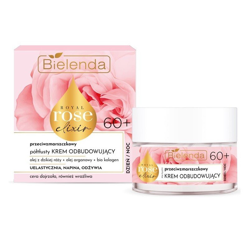 Bielenda Royal Rose Elixir Anti-Wrinkle Semi-Ritty Regenerating Face Cream 60+ for Mature and Sensitive Skin Day and Night 50ml