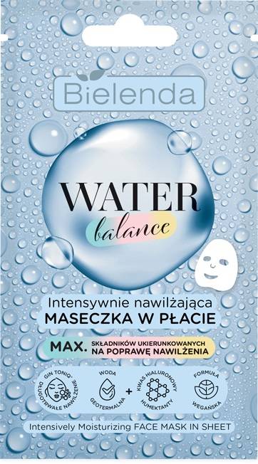 Bielenda Water Balance Intensively Moisturizing Sheet Mask Vegan 1 Piece