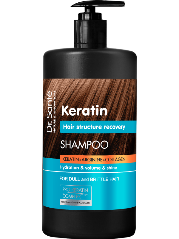 Dr Sante Keratin Hair Shampoo with Keratin Arginine and Collagen for Dry Hair 1000ml