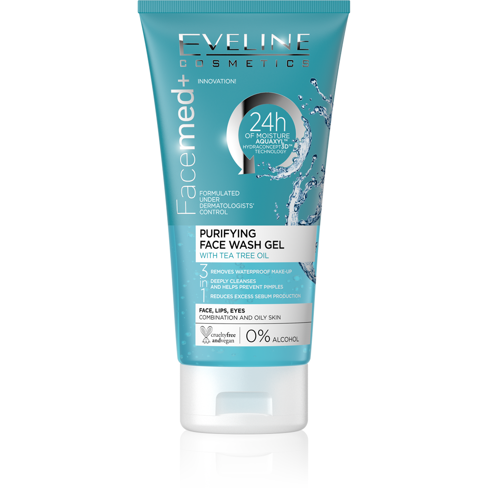 Eveline FaceMed+ Purifying Face Wash Gel with Tea Tree Oil for Combination and Oily Skin 150ml